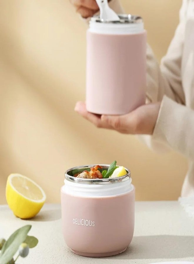KitchEase 730ml Stainless Steel Lunch Pot - Leakproof Meal Jar with Foldable Spoon, Ideal Tiffin Box for Meals, Lunch, Office, School, College - Fern Green - Image 2